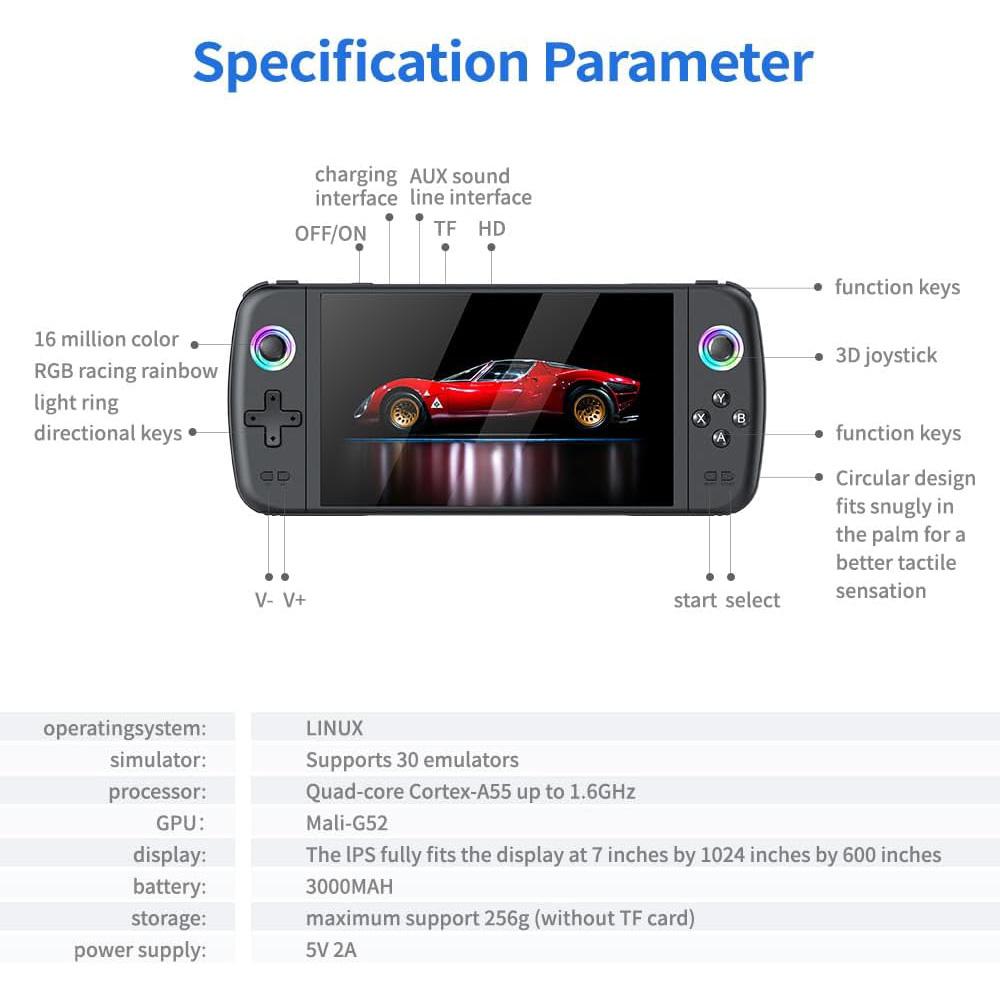M27 Handheld Gaming Console, Portable Video Game Console with HD IPS Screen and 3D Dual Joystick, Perfect Gift for Gamers on Holidays/Birthdays