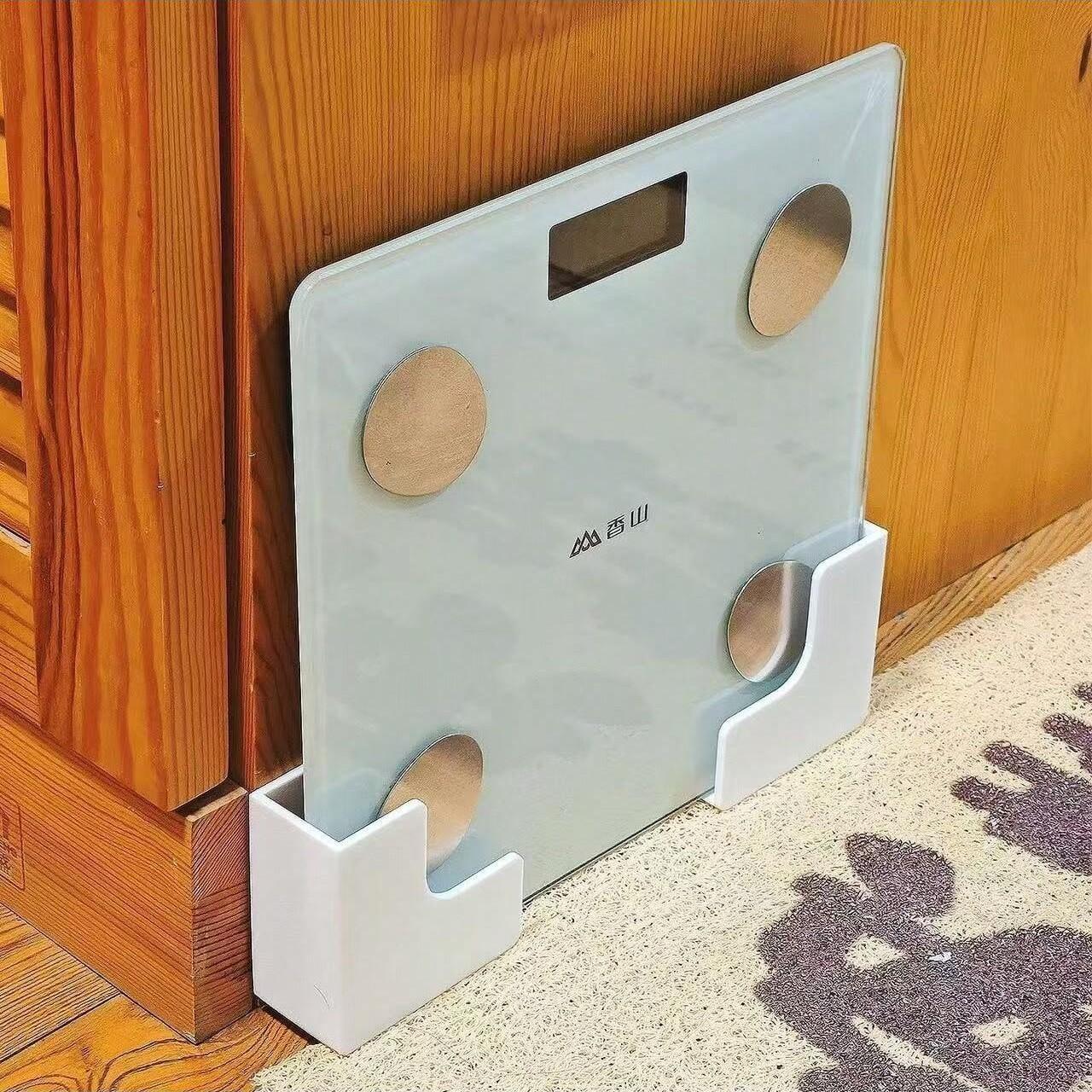 Wall-Mounted Weight Scale Storage Rack, Seamless Adhesive Installation, Durable Plastic Space-Saving Design, Suitable for Bathroom and Home Gym