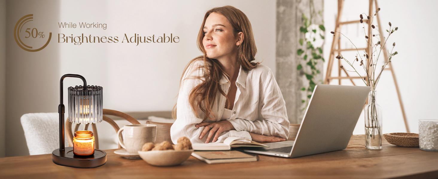 Crystal Vertical Stripe Candle Warmer Lamp with Timer, Height Adjustable Wax Melt Dimmable with 2 Bulbs Modern Bedroom Decor for Women, Home Decoration Home Accessories, Valentine's Day Gift