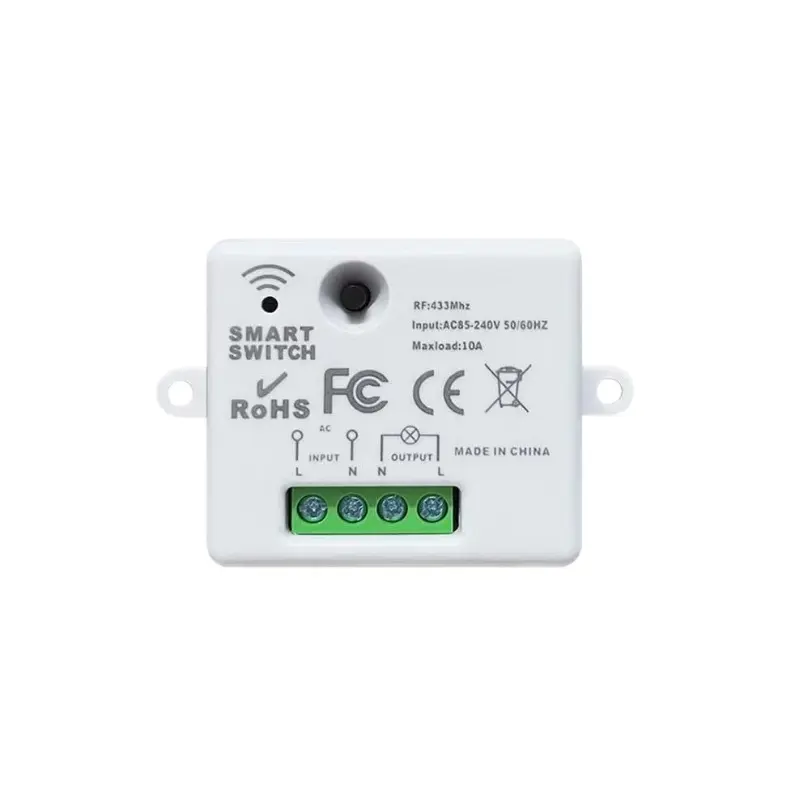 Ac220v 433mhz RF Wireless Remote Relay Switch, Single Channel Receiver Module + Wall Remote Transmitter, Ideal for Home Appliances, Remote Control Light Switch