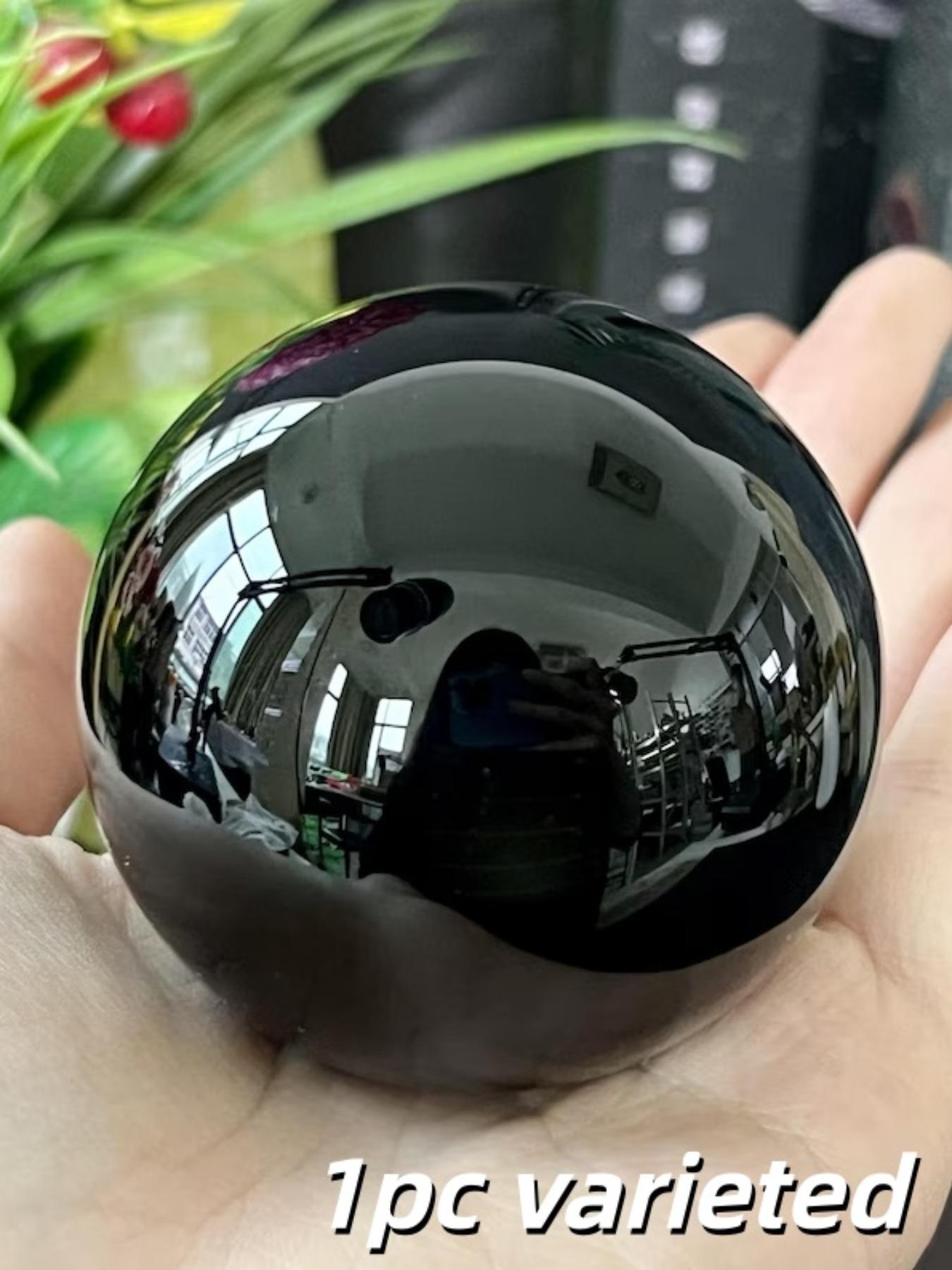 1pc Bohemian Style Obsidian & Quartz Crystal Ball - Healing&Meditation,Hand-Polished, Round Rock Crystal Ornament for Office Decor, Home Decor, Christmas, Birthday & Holiday Gifts, Office Decoration | Bohemian Style | Smooth Texture, Crystal Ball Decor