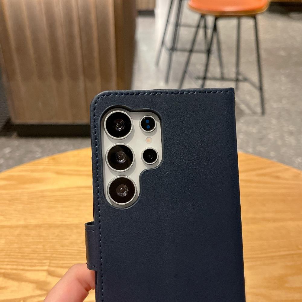 Matte PU Leather Flip Case for Samsung Galaxy – 2-in-1 Magnetic Cover w/ 3 Card Slots + Wallet, Stand Function, Anti-Drop, Lanyard | 5 Colors | Fits S22 Ultra S23 FE S24 Plus S25 EDGE S26 Ultra