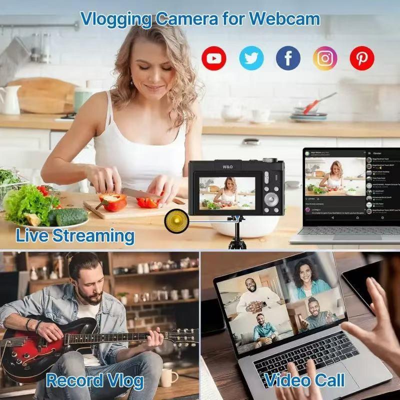 Upgrade 2.04k Digital Camera, Foldable Screen, Portable Video Recorder, 32GB SD Card, Selfie Timer, Image Stabilization, 16x Zoom, Ideal Gift