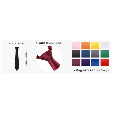 12pcs Men'S Tie Set Solid Satin Pure Color Business Formal Necktie 57" for Men Occasion Wedding