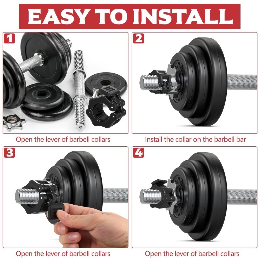 1 Inch/2Inch Quick-Release Barbell Collar Clips - Secures Standard/Olympic Plates for Weightlifting, Strength Training, Bodybuilding & Gym, Gym Accessories