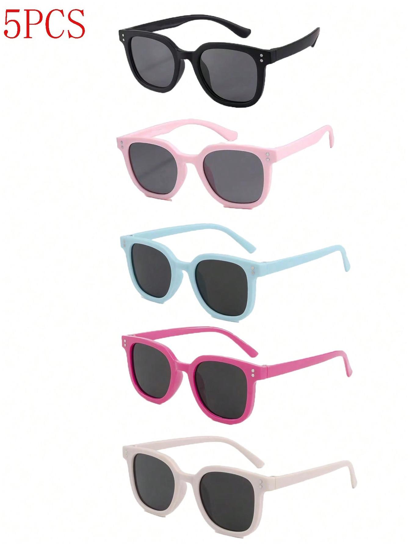New Kids Silicone Fashion Glasses, Unisex Square Frame Decorative Eyewear, 5 Pairs Pack or 1 Pair, Trendy Accessories