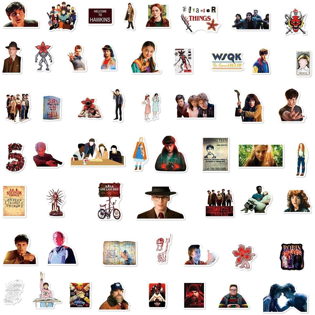 Stranger Things 5 Classic Elements Graffiti Stickers, Luggage Skateboard Water Bottle Decorative Stickers, Unique Creative Stationery Stickers Wholesale