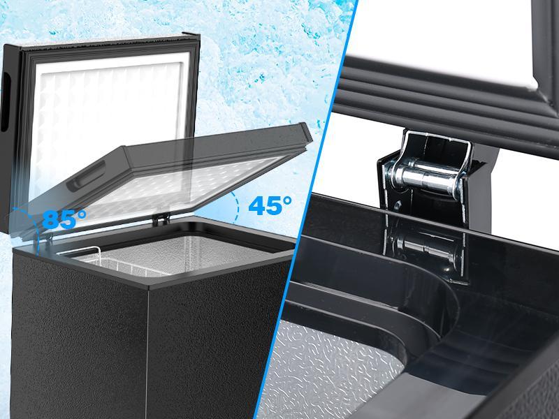 COWSAR 1.8 Cu.Ft Chest Freezer with Removable Basket and Bottom Defrost Water Drain Freestanding Top Open Door, Deep Freezer, Icebox, Cold Storage, Food Preservation, Mini Freezer with Adjustable 7 Thermostat for Home/Apartment, Black