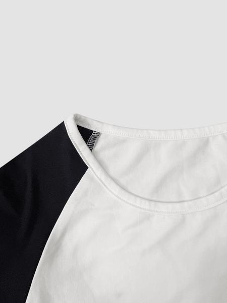 Women's Casual Round Neck Long Sleeve Colorblock Patchwork T-Shirt and Pants Set, Spring & Fall Fitted, 2 Piece Set