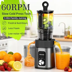 MDHAND Cold Press Juicer - Juicer Machines, 200W Juicer with 112mm Large Feed Chute, Quiet & Powerful 60 RPM, Reverse Function, Easy to Clean, Stainless Steel Housing#fathersdaygift