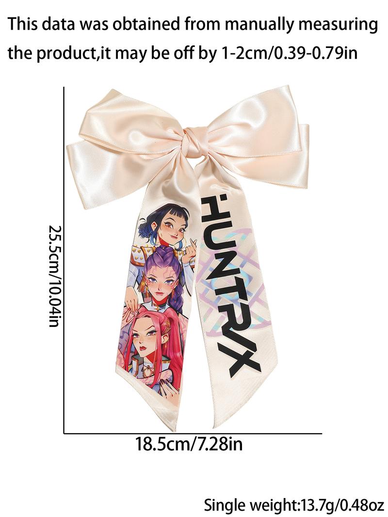4pcs/1pcLarge Kpop Hair Bow with Girl Band Printed Ribbons Hair Clips | Comfortable Secure Clip | Versatile Design