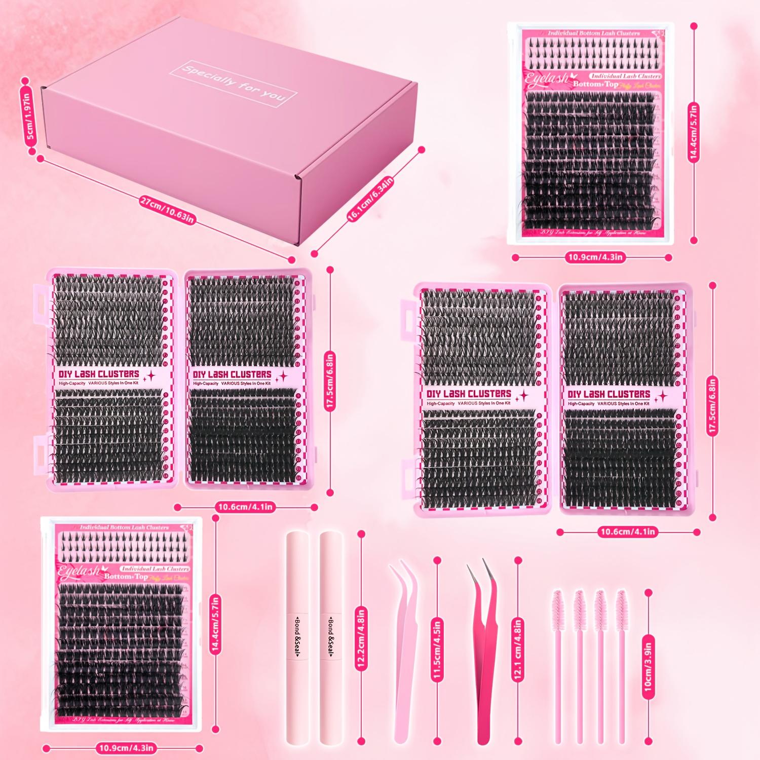 12 Kinds of Eyelash Cluster Kits, Mega/Ultra/Dramatic/Volume/Full/Spikes/ Bottom Lashes Clusters Kit Waterproof Lash with You Need for Beginners & Proficient, Dlyat Home Easily, Soft Comfortable Easy Apply Natural Look for Makeup Daily