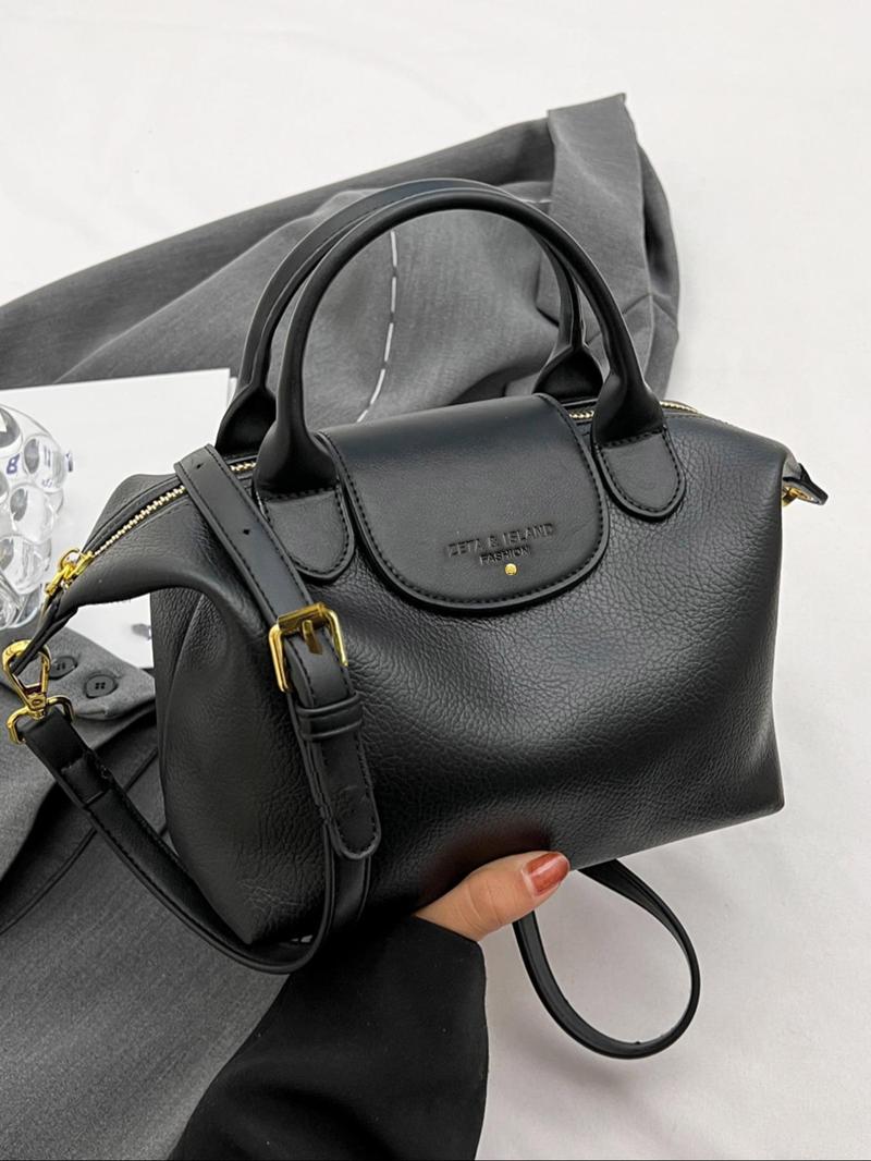 Women's Elegant Solid Color Handbag, Fashionable PU Leather Zipper Shoulder Bag for Daily Use, 2025 Fall & Winter Trendy High-quality Commuting Bag, Versatile PU Tote Satchel, Commuter Bag