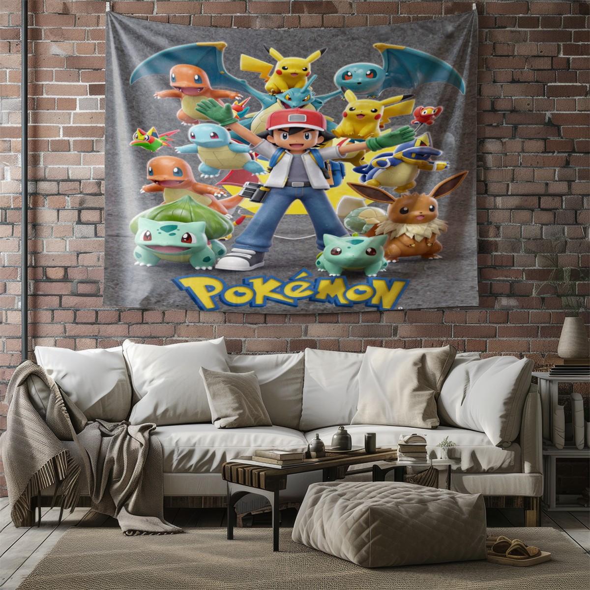 Pokémon Pattern Tapestry, Stylish Room Flag, Unique Wall Art For Living Room And Bedroom, Soft And Durable For Kids And Adults Daily Holiday Birthday Gift Bedroom Decoration