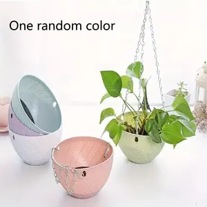 1 Piece Random Color Flower Pot Set, Includes Planter, Water Tray, Drain Plug, Hanging Chain, Indoor Outdoor, Garden Decor, Space Saving, Versatile
