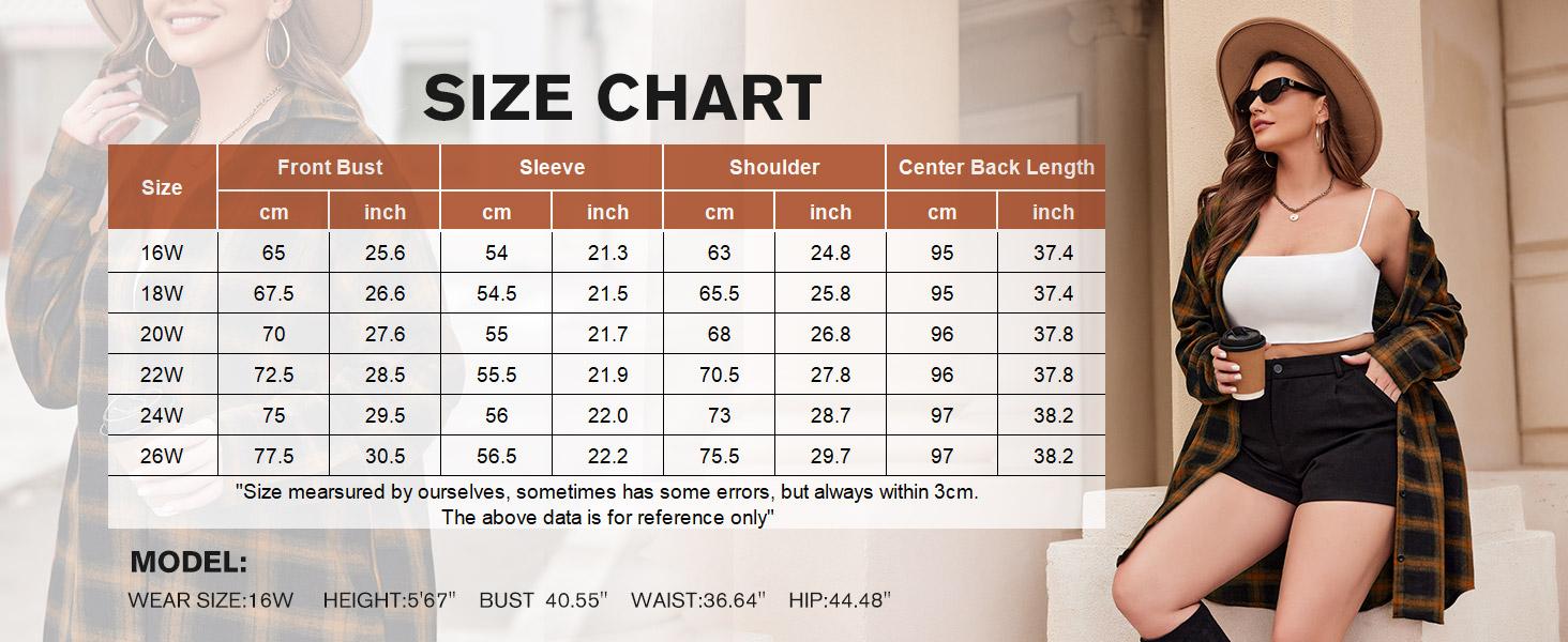 IN'VOLAND Womens Plus Size Plaid Shirt Long Sleeve Button Down Blouses Tops Shacket Jackets Coats with Pockets Chic Fashion Lightweight#US 2025 Deals for You Days Size runs small thin