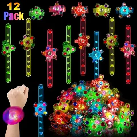 LED Glow Bracelets for Kids, Night Light Party Gifts, Twister Fidget Spinner Bracelets, Birthday Glowing Party Favors, Boys & Girls Gift Bag Fillers, Goodie Bag Filler, Festival Party Supplies, Party Favors Assortment, Party Favor Packs (pack of 12/30)