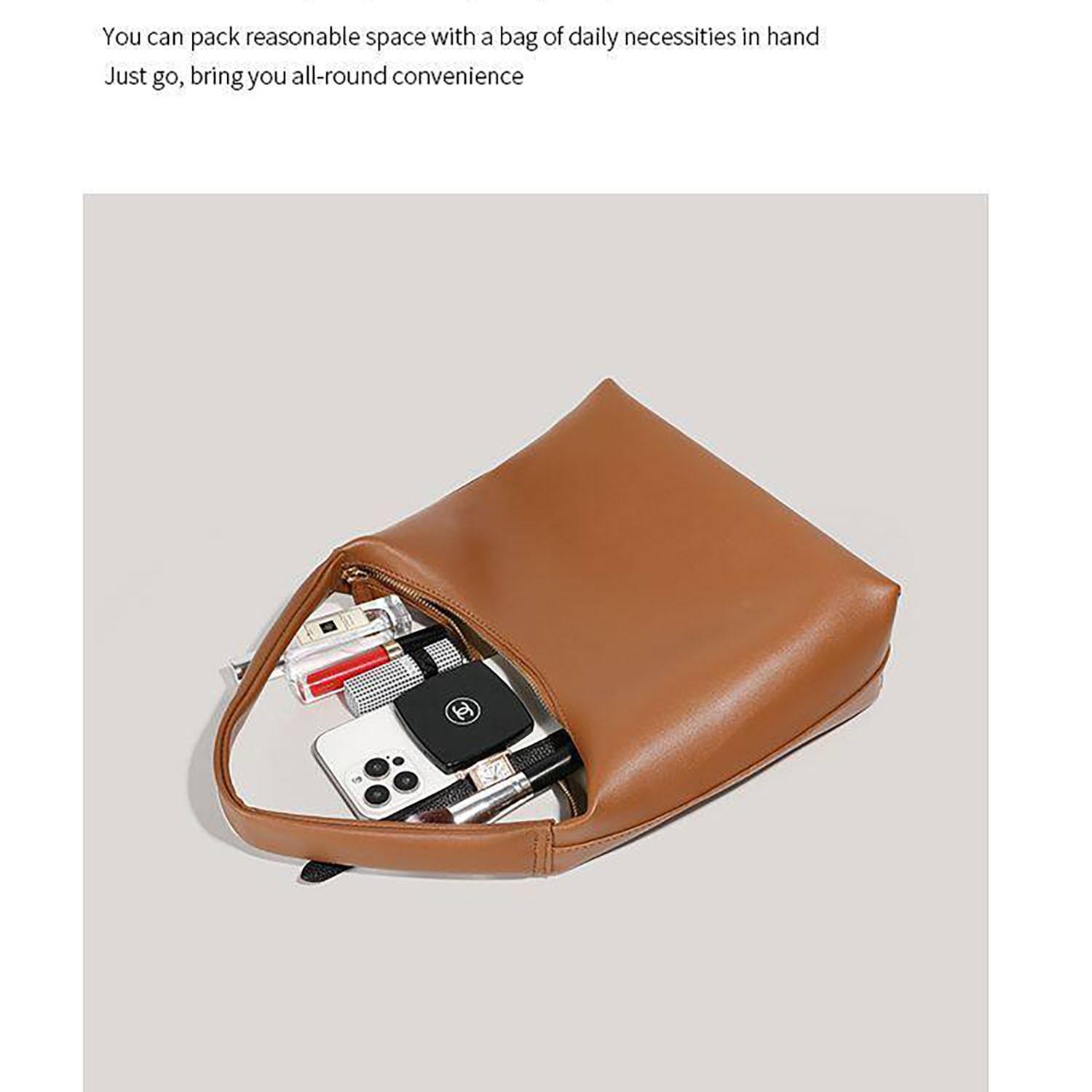 Korean Style Tote Bag, Soft Leather Durable Large Capacity, Vintage Dumpling Shape, Perfect for Commuting and Travel, Unique Design