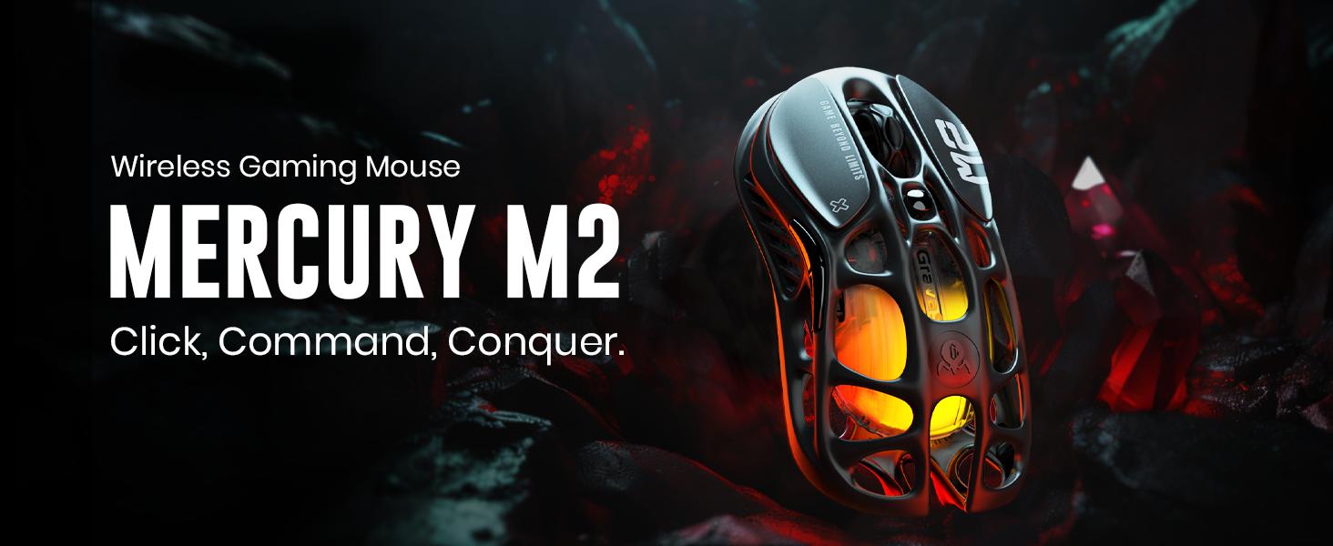 GravaStar Mercury M2 Gaming Mouse High Performance Wireless, PAW3395 Sensor, High-precision 26,000 DPI, RGB, Hollow-our design, 5 Programmable Buttons, Triple way to connect 2.4G wireless, Bluetooth, wired On-Board Memory, PC / Mac, gaming and work, Black