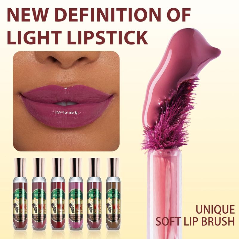 Red wine bottle lip dye set six-color lip gloss that is not easy to stick to the cup and does not fade easily matte matte lipstick elvive glycolic gloss liquid lip glossy lip woman labiales Mousse Tint Lipglass