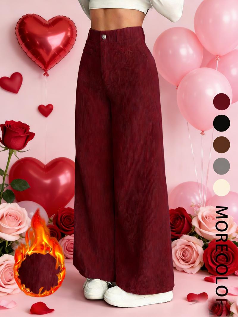 New Corduroy Wide Leg Pants High Waist Loose Fit Women's Casual Long Trousers, Comfortable and Stylish Ladies' Clothing