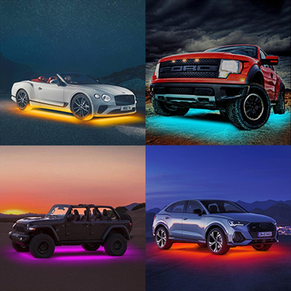 AUXITO RGB LED Strip Under Car Tube Underglow Underbody System Neon Light Lamp Kit