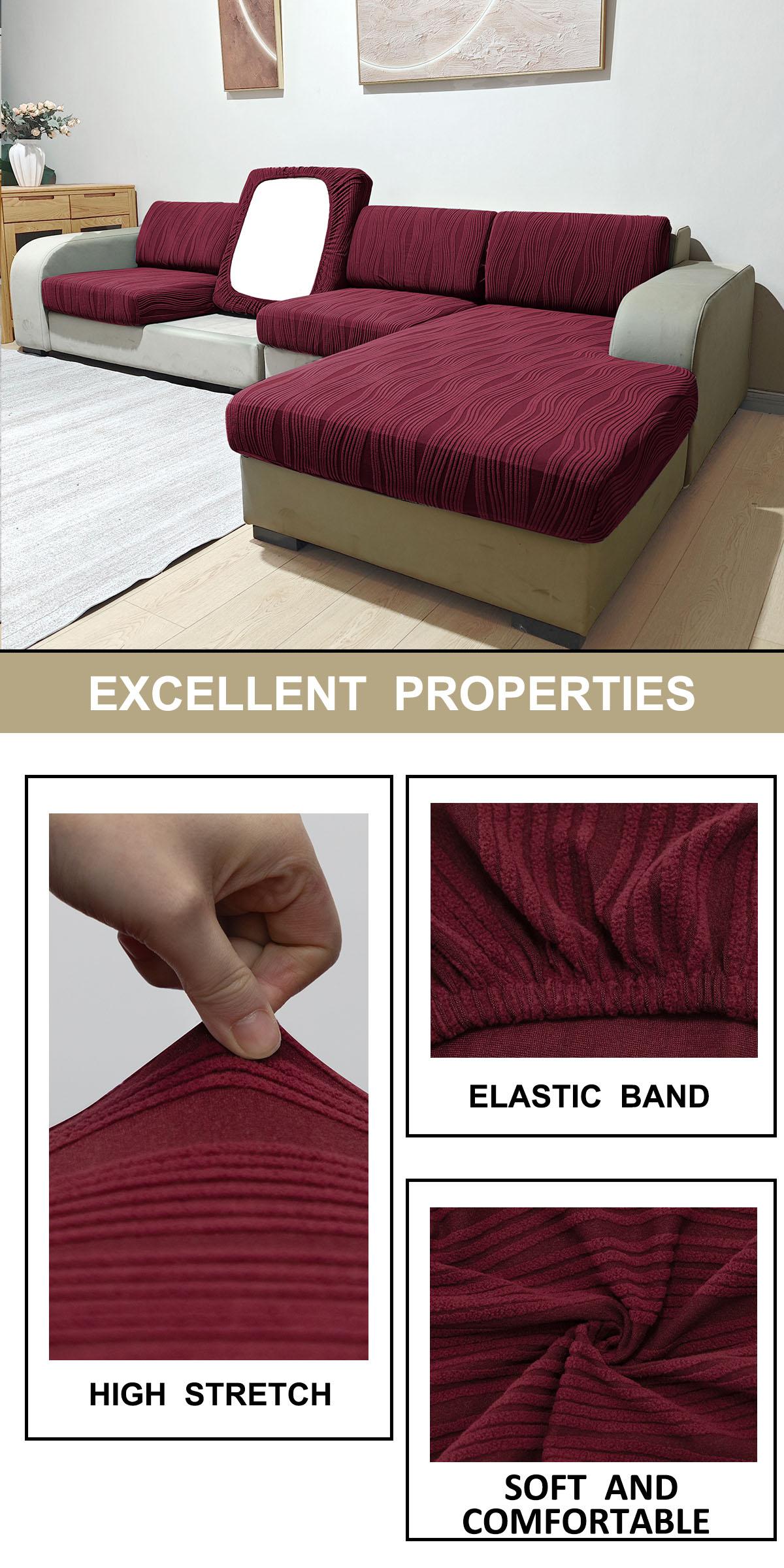 Knitted Jacquard Sofa Cushion Cover, Lotus Pattern, Elastic Removable, Home Sofa Protector, Reusable, Single Piece