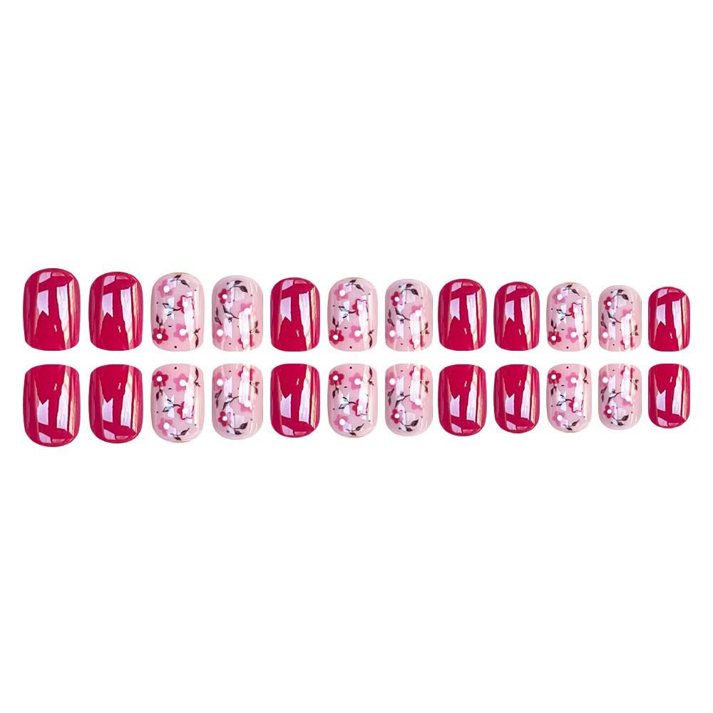 French Chic Floral Pearl Sweet European Style Detachable Nail Art Stickers, 24 Pieces, Model 53hj-04, Single Item Pack