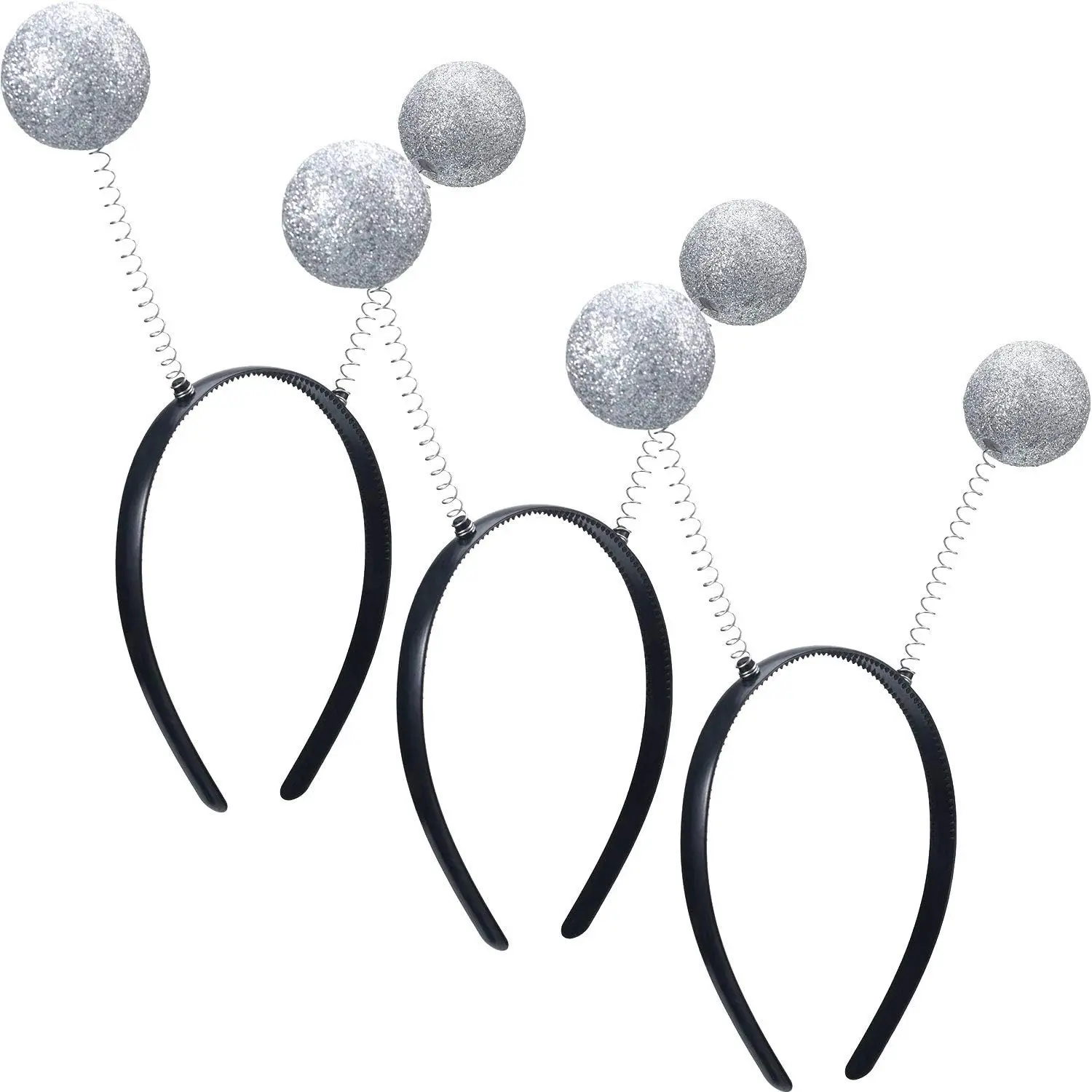 3 Pcs Alien Headband Silver Antenna Costume for Cosplay Halloween, Space Cosplay Party Set for Women and Adults, Martian Antenna Ears with Glitter Balls, Planet Headpiece CostumeGift