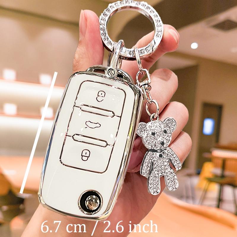 Car Key Case with Keychain, Portable Car Key Protector, Fashionable Car Key Protector for Volkswagen, Skoda, Polo, for Lavida & Golf Models, Car Key Accessory