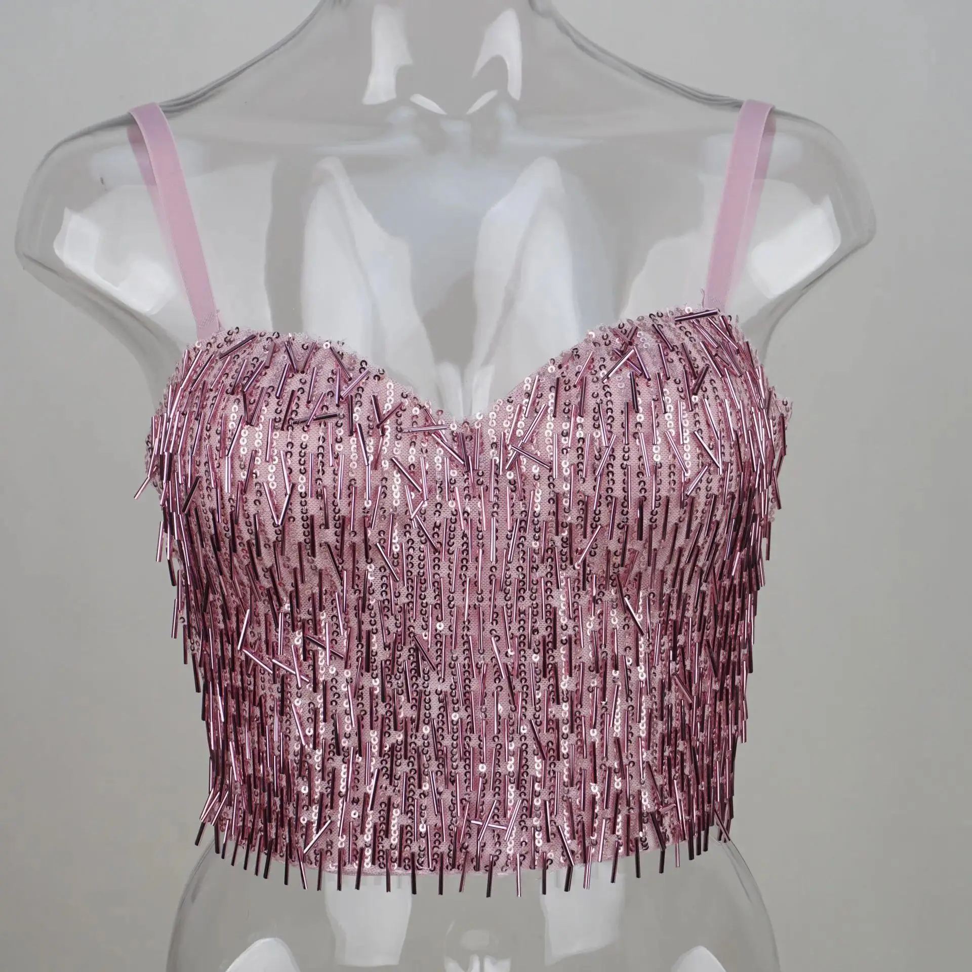 Early Spring Carnival Dynamic Fringe Straps Fishbone Corset Nightclub Flash Diamond Sequins Outside The Bustier Top Female