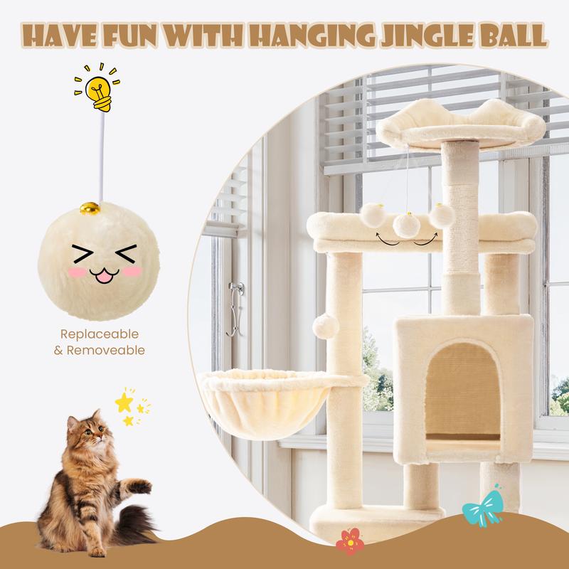 SHA CERLIN 64in Multi-Level Cat Tree Tower with Ladder, Sisal Posts, Cozy Condo, Basket & Top Perch#ChristmasGifts#TikTokShopBlackFriday