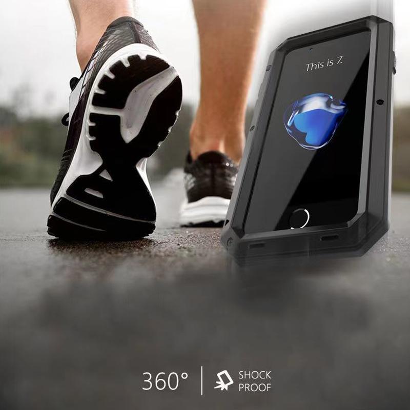 Metal Case For iPhone 16/15/14/13/12/11 ProMax/15 Plus/14 Plus/12/13/XR/Xs Max/X/XS PlusHeavy Duty Tough Rugged Case WithBuilt-in Glass Screen Protector, 360 FullBody DustProof Protective Cover