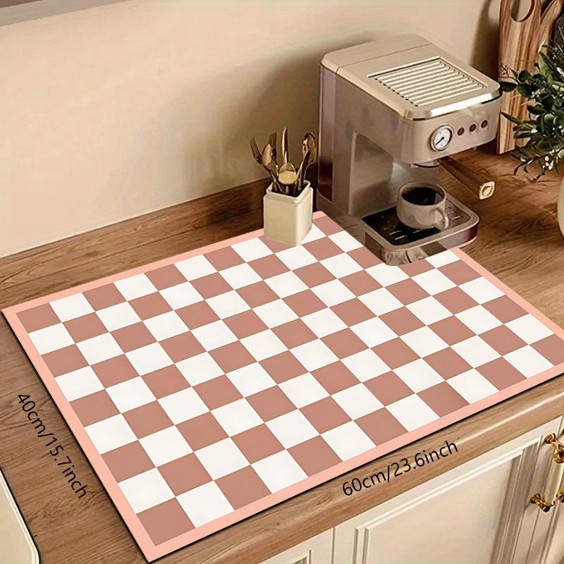 1 pc Checkered Pattern Coffee Mat - Quick-Drying, Multi-Functional Kitchen and Dining Home Mat, Ideal for Espresso Machines and Valentine's Day Decoration, Coffee Bar Accessory, Placemat, Coffee Table Mat