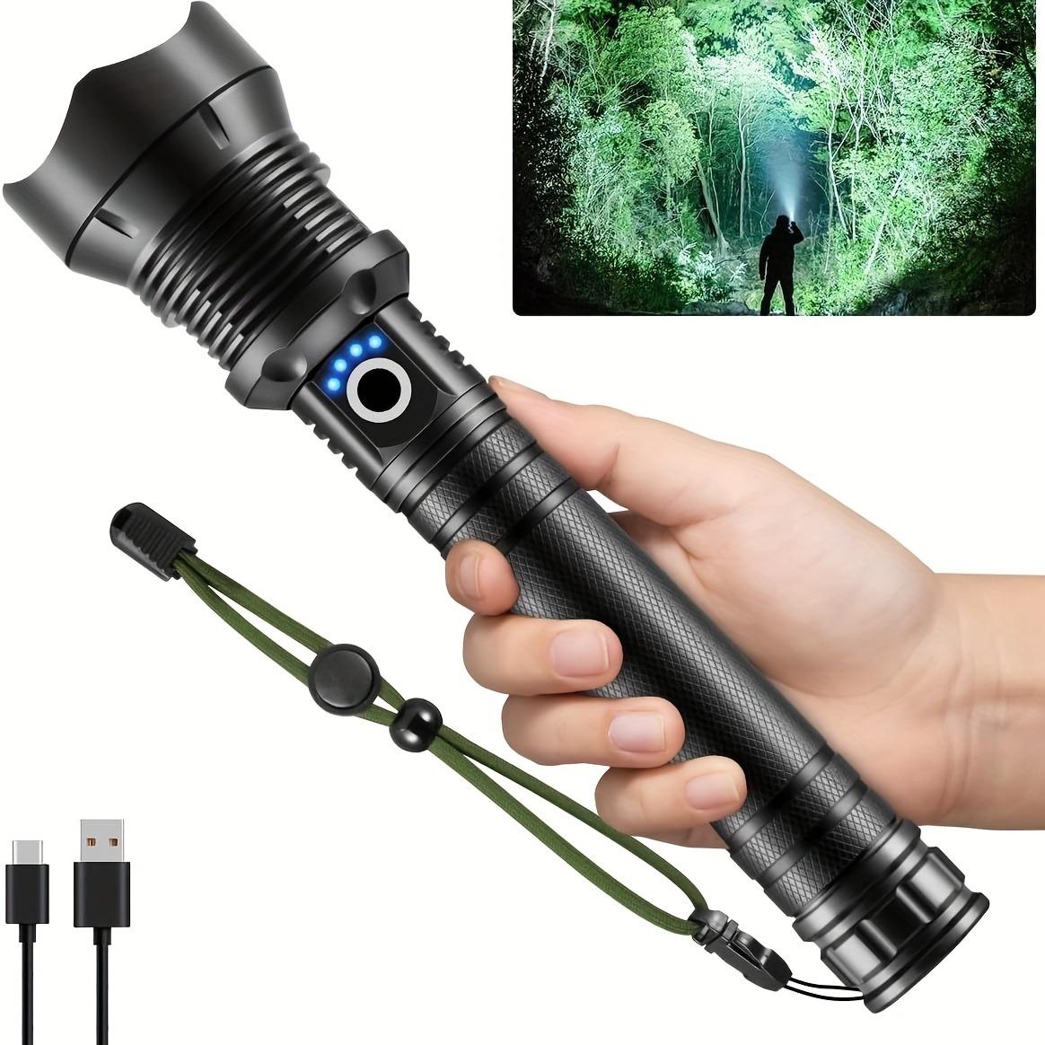 4000 Lumens P70 LED High Lumen Flashlight,  Rechargeable Battery & 5 Modes Handheld Torch, IPX7 Waterproof Aluminum Alloy Flashlights For Camping, Outdoor, Emergency, Home, Best Tools/Gifts For Men