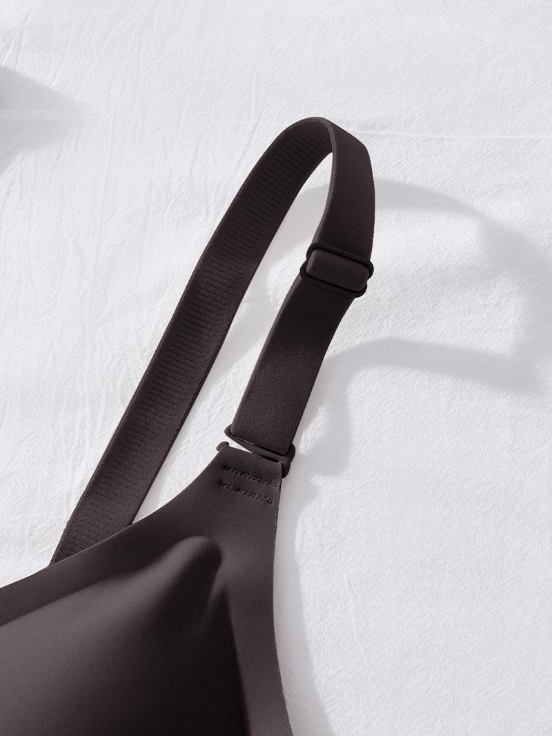 Women's Plain Wireless Jelly Bra, Comfortable Lining Removable Pads Fitted Design, Medium Support All-Season Wear