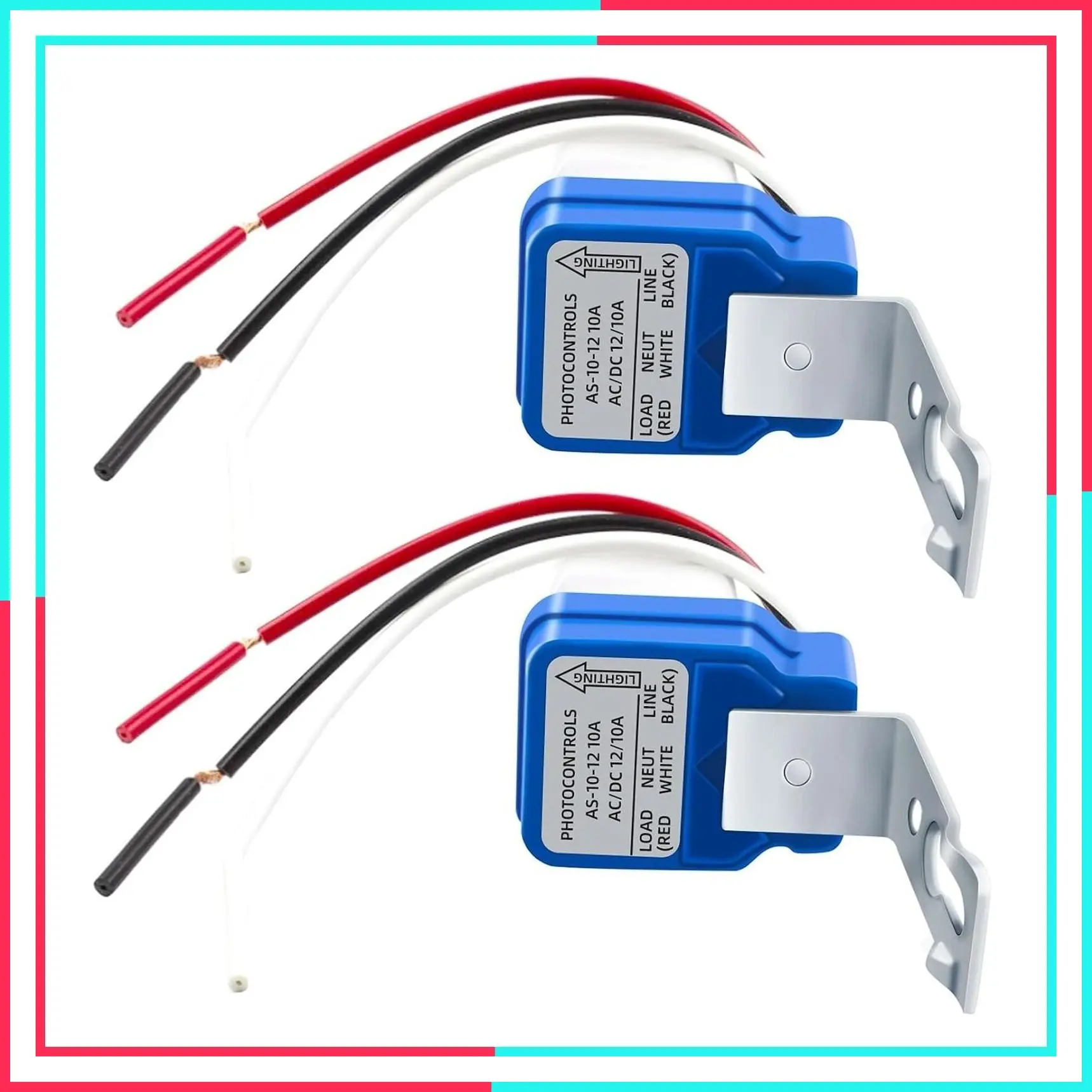 2 Pack 12V 10A Auto On/Off Photocell Light Switch Photoelectric Control Dusk to Dawn Sensor for Outdoor Lighting Fixtures