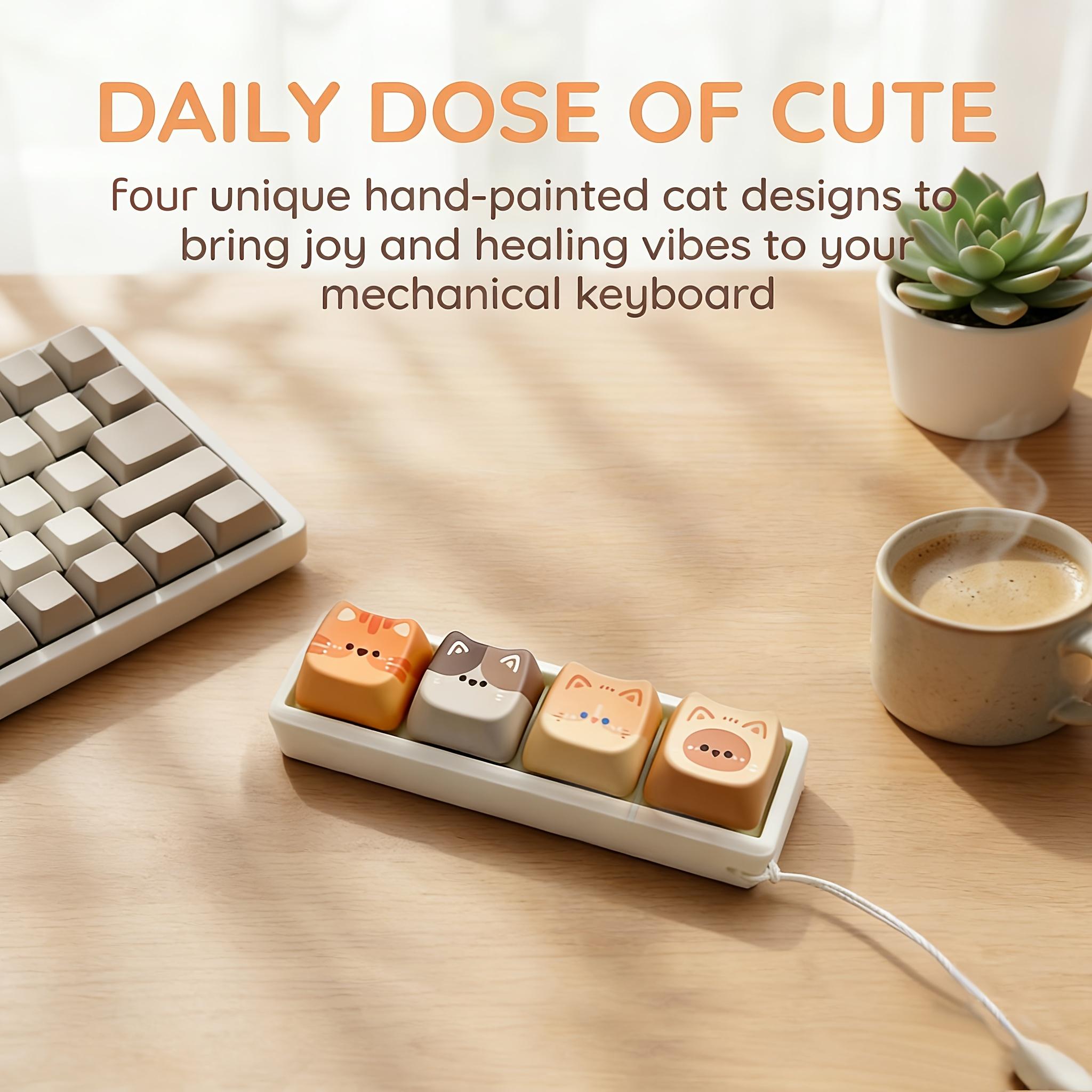 Cute Cat 4-in-1 Keyboard Button Keychain (Keycaps Random)