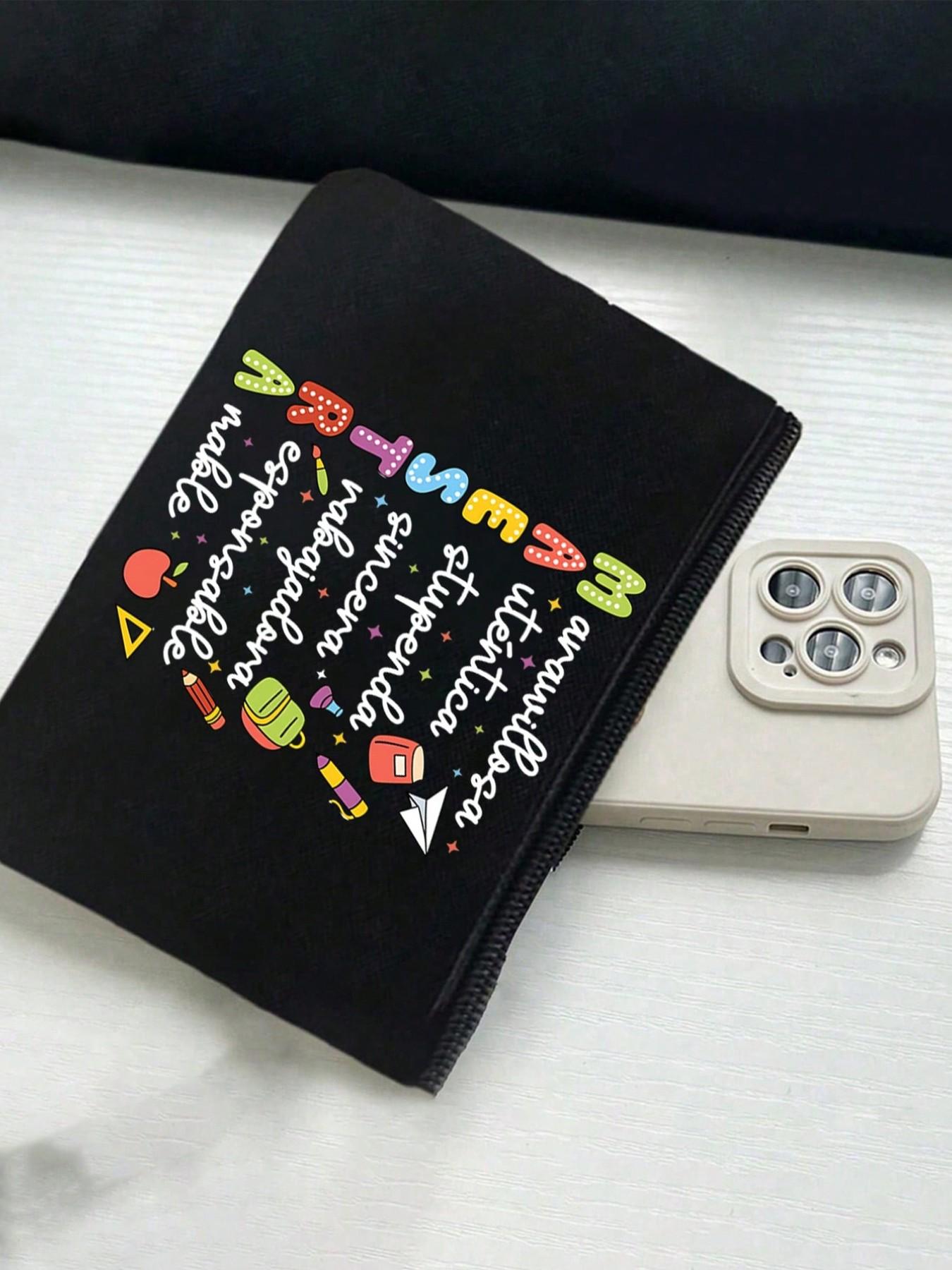 Women Teacher Tote Bag Set, Spanish Teacher Zipper Pouch, Cute Learning Print, Large Capacity Linen Bag, Reusable, Beach, Shopping, Travel, Gift