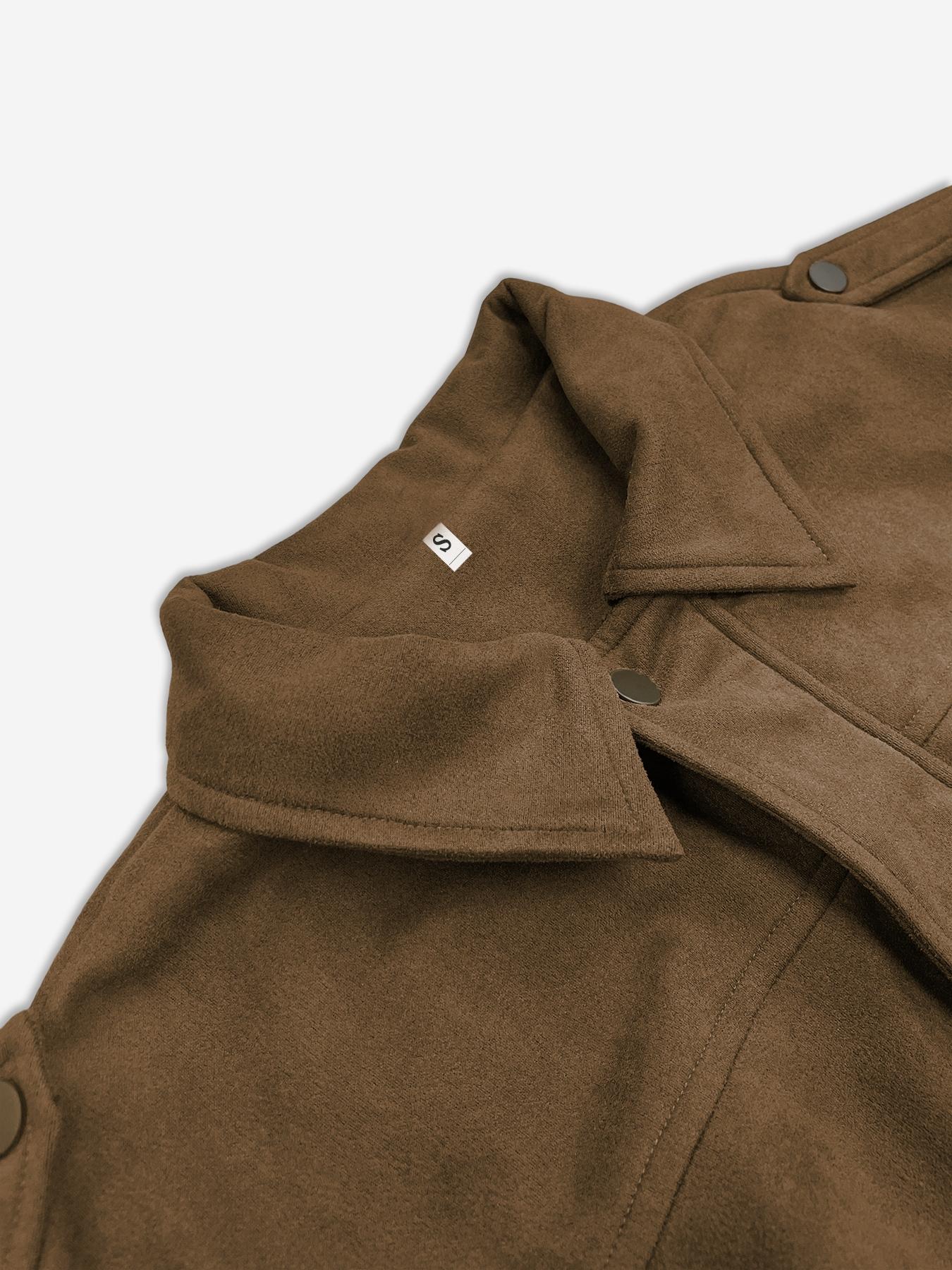 Women's Fall Winter Loose Fitted Suede Jacket, Short Batwing Sleeve Bomber Coat, Plain Leather Look Top, Zipper Neckline, Long Sleeve Vintage Style, Everyday