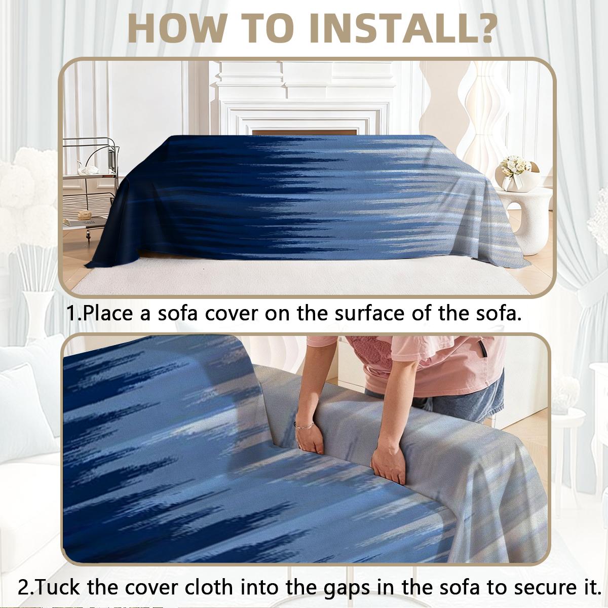 Deep blue gradient sofa cover machine washable sofa towel suitable for all seasons, suitable for single to four seater, living room sofa decoration