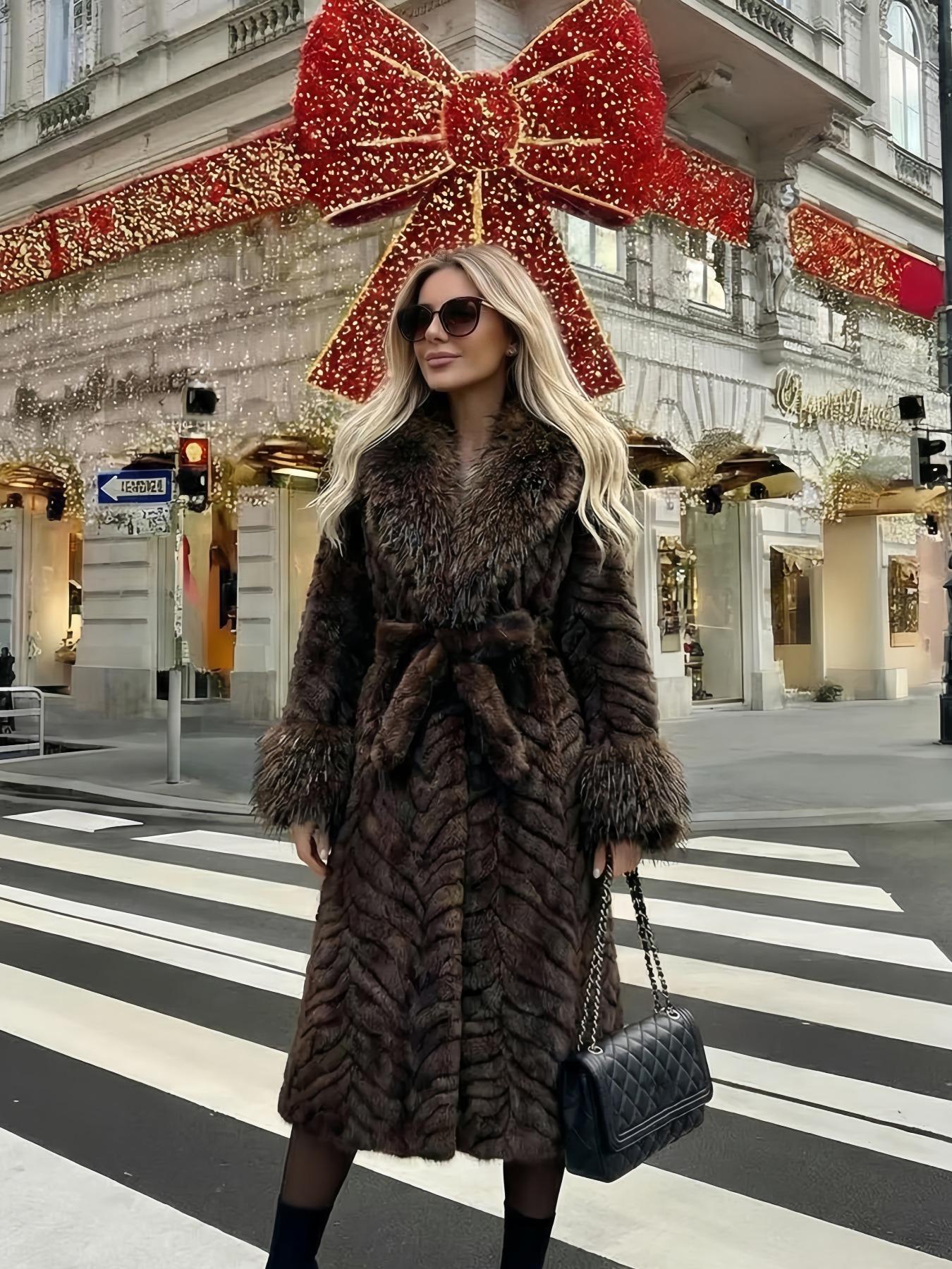 Women's Faux Fur Coat, Long Sleeve Loose Fit Design, Winter Fashionable Outerwear, Warm & Stylish Women's Jacket, Womenswear