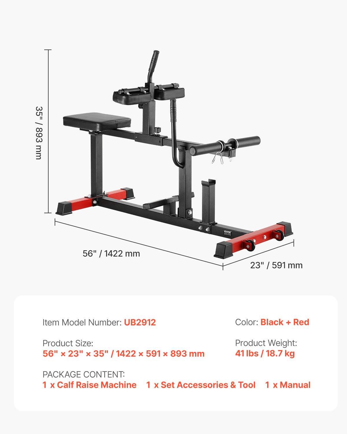 VEVOR Seated Calf Machine, 440 LBS Capacity Calf Raise Machine, Seated Calf Raise Leg Exercise Home Gym, Calf Workout Training Equipment, Lower Body Specialty Machine, Fit 1/2 inch Weight Plates
