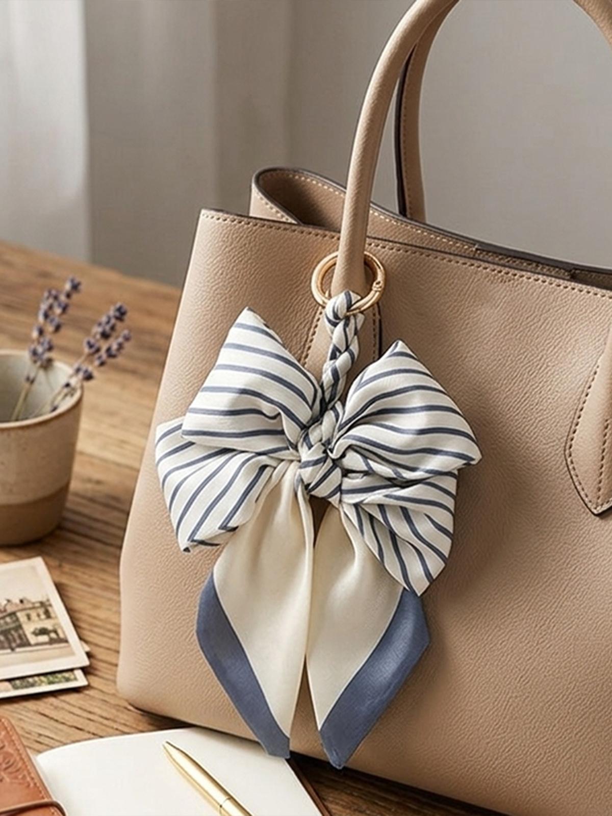 Elegant Silk Scarf Bow Bag Charm, Luxury Handbag Pendant Accessory, Cute Aesthetic Bag Decor, Multi-use Keychain & Phone Charm, Perfect Birthday Christmas Mother's Day Gift for Women Girls, Trendy Bag Accessory for Tote Backpack Handbag