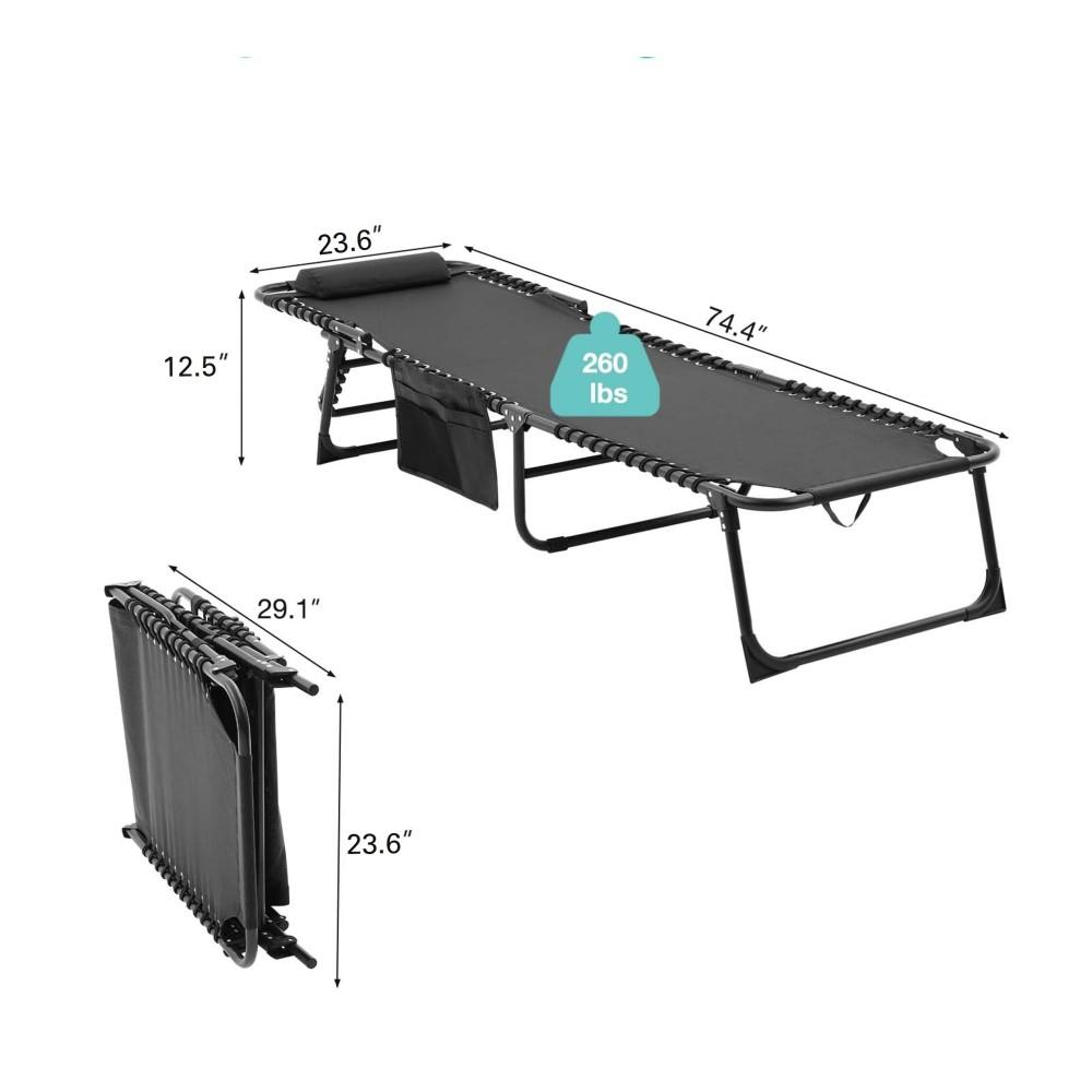 Folding Chaise Lounge Pool Chair Set of 1, Patio Sun Tanning Chair,Outdoor Lounge Chair with 4-Position Reclining Back,Breathable Mesh Seat for Beach.