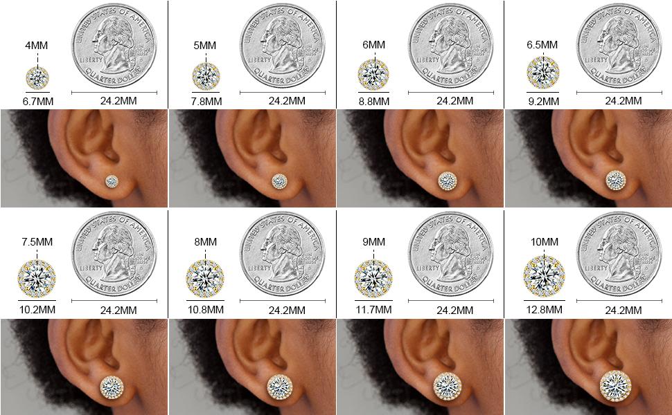 【E103 live2】UCCIYO Lab-created moissanite Earrings S925 Sterling Silver Stud Screw Back Earrings Earrings for Women Men Fashion Simple Style Jewelry Gift Wedding Daily Birthday Anniversary Halloween