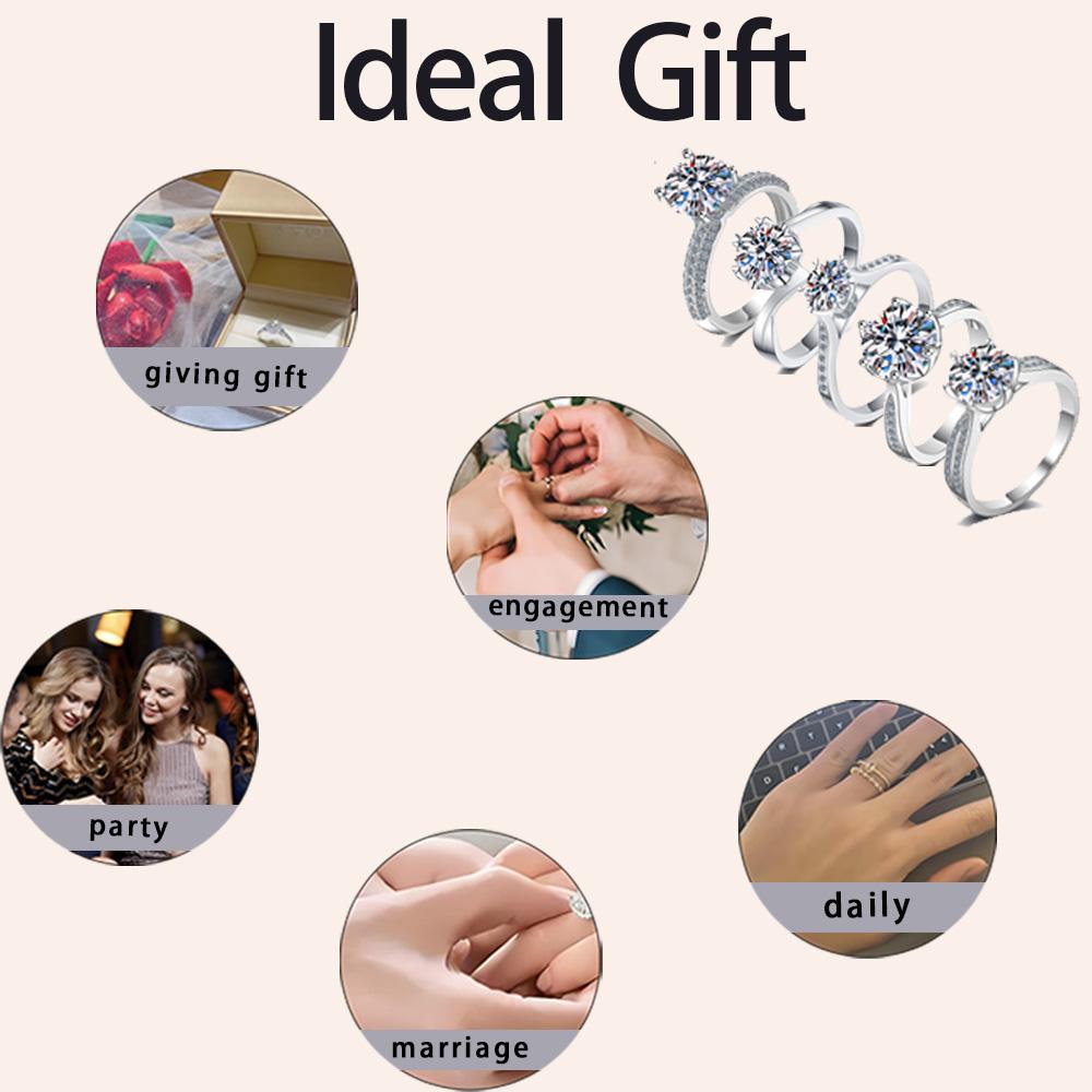 STUNNA LADY Rhodium Double Stack Rope Ring wire wrapped ring 1 Carat D Color Moissanite Ring 925 Sterling Silver Moissanite Diamond Engagement Ring Wedding Rings with Certificate of Authenticity and Gift Box