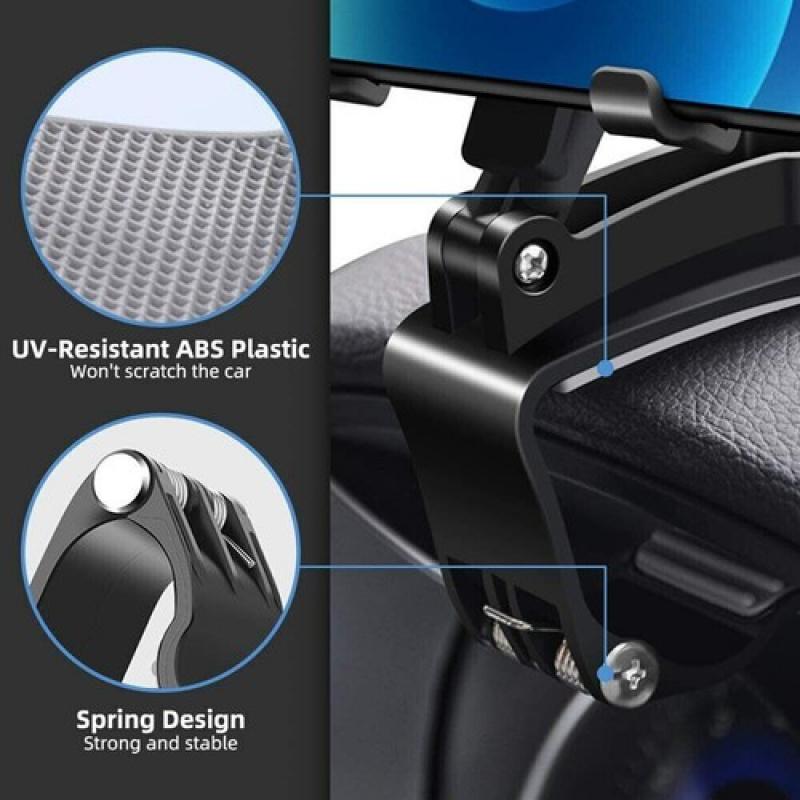 Car Phone Holder, Car Phone Stand, Cell Phone Mount, with 360° Rotation, Adjustable Dashboard Mount, Suction Cup Installation, Ergonomic Design for Hands Free GPS Navigation Compatible with All Vehicles, Sleek Glossy Finish, Sturdy Build