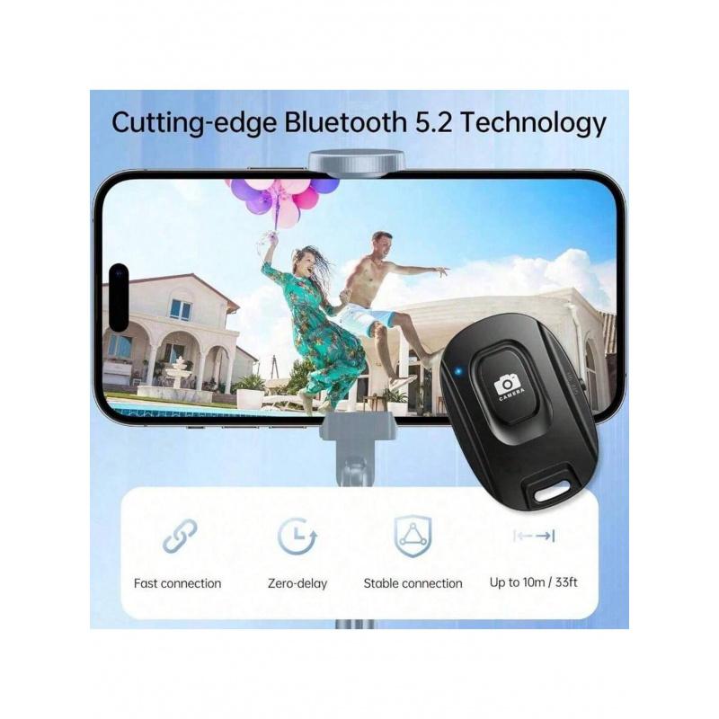 Camera Remote Tter One And Android Smartpones Wires Pone Remote Control Selfie Button Potos And Deos (Bluetoot 5.2) Wrist Strap Included Black W54 Portable Wireless