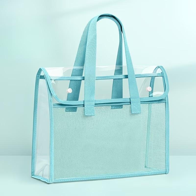 Large Capacity Clear PP Document Bag - Multi-Compartment Design, Fits Tablet, A4 Paper & Stationery - Durable Portable File Organizer with Visible Content Design, Storage Bag